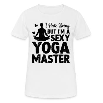 Funny Yoga - Je déteste être sexy mais je suis une adepte du yoga - T-shirt respirant Femme - blanc - Devant - AI Model Female 172 dark (172cm)