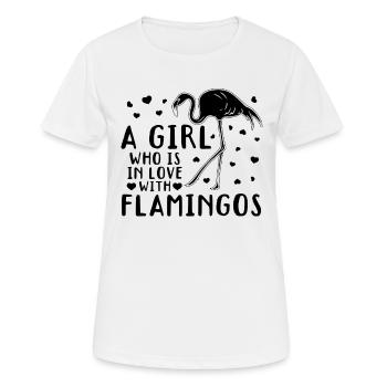 Une fille amoureuse des flamants roses - Flamingo - T-shirt respirant Femme - blanc - Devant - AI Model Female 172 dark (172cm)