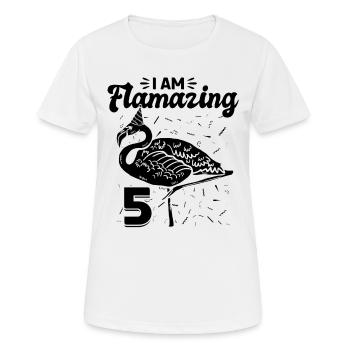 Je suis Flamazing 5 ans - Flamingo Birthday - T-shirt respirant Femme - blanc - Devant - AI Model Female 172 dark (172cm)