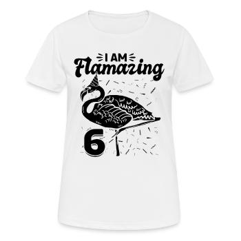 Je suis Flamazing 6 ans - Flamingo Birthday - T-shirt respirant Femme - blanc - Devant - AI Model Female 172 dark (172cm)
