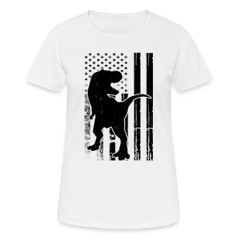 Dinosaure US Flag Dino Silhouette - T-shirt respirant Femme - blanc - Devant - AI Model Female 172 dark (172cm)