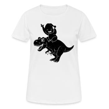 Christmas Dino Funny Dinosaur Sloth Dino - Frauen T-Shirt atmungsaktiv - Weiß - Vorne - AI Model Female 172 dark (172cm)
