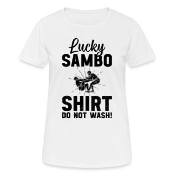 Chemise Lucky Sambo Ne lavez pas ! - Sambo drôle - T-shirt respirant Femme - blanc - Devant - AI Model Female 172 dark (172cm)
