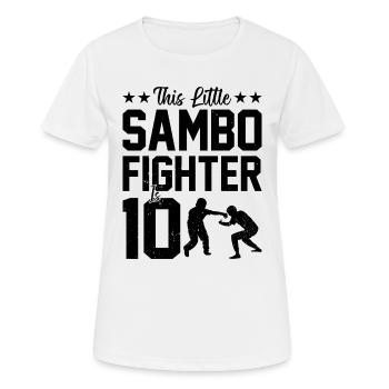 Ce petit combattant de Sambo a 10 ans - Sambo Kids - T-shirt respirant Femme - blanc - Devant - AI Model Female 172 dark (172cm)