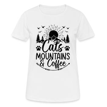 Cats, Mountains & Coffee - Cat Owner Mountain - Women's Breathable T-Shirt - white - Front - AI Model Female 172 dark (172cm)