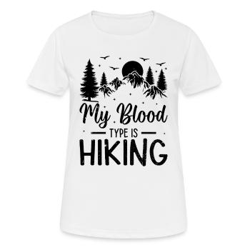 Mountain Hiking Lover - My blood type is Hiking - Women's Breathable T-Shirt - white - Front - AI Model Female 172 dark (172cm)