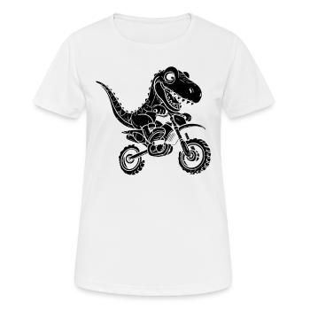Dino Motocross Dinosaur T-Rex Dinosaur - Frauen T-Shirt atmungsaktiv - Weiß - Vorne - AI Model Female 172 dark (172cm)