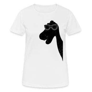Funny Dino with Sunglasses Funny Dinosaur - Frauen T-Shirt atmungsaktiv - Weiß - Vorne - AI Model Female 172 dark (172cm)