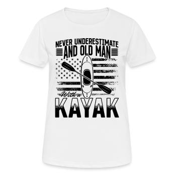 Never Underestimate An Old Man With a Kayak - Women's Breathable T-Shirt - white - Front - AI Model Female 172 dark (172cm)