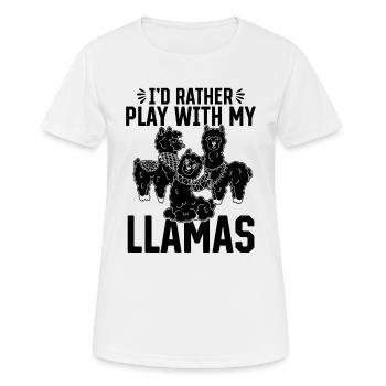 I'd rather play with my llamas - Alpaca Lover - Women's Breathable T-Shirt - white - Front - AI Model Female 172 dark (172cm)