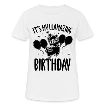 It's my LLamazing birthday - Funny Llama Birthday - Women's Breathable T-Shirt - white - Front - AI Model Female 172 dark (172cm)