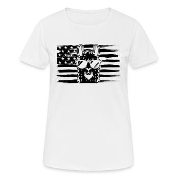 Lama Drapeau US Lama - T-shirt respirant Femme - blanc - Devant - AI Model Female 172 dark (172cm)