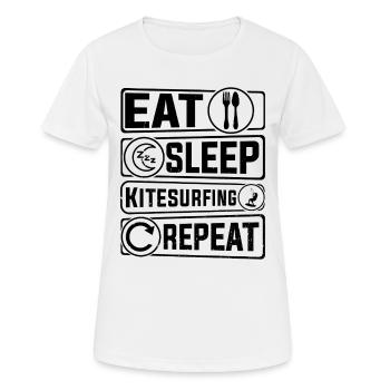 Eat Sleep Kitesurfing Repeat - Kiteboarding - T-shirt respirant Femme - blanc - Devant - AI Model Female 172 dark (172cm)