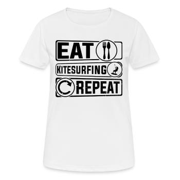 Eat Kitesurfing Repeat - Kiteboarding Kitesurfing - Frauen T-Shirt atmungsaktiv - Weiß - Vorne - AI Model Female 172 dark (172cm)