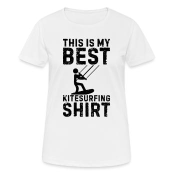 This is my best Kitesurfing shirt Kiteboarding - Women's Breathable T-Shirt - white - Front - AI Model Female 172 dark (172cm)