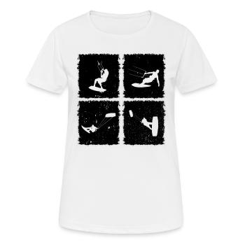 Kiteboarding Kitesurfing Silhouette Kitesurfer - Frauen T-Shirt atmungsaktiv - Weiß - Vorne - AI Model Female 172 dark (172cm)