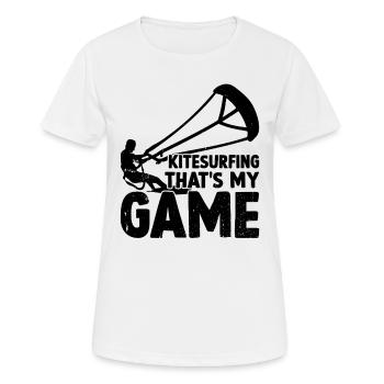 Le kitesurf c’est mon jeu - Kiteboarding Lover - T-shirt respirant Femme - blanc - Devant - AI Model Female 172 dark (172cm)