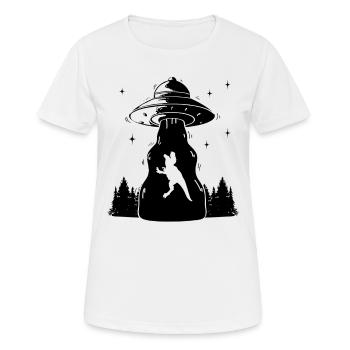 Funny Ufo Dinosaur Funny Dino - Women's Breathable T-Shirt - white - Front - AI Model Female 172 dark (172cm)