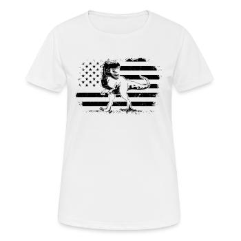 Dinosaure Drapeau US Tyrannosaurus Rex Dino - T-shirt respirant Femme - blanc - Devant - AI Model Female 172 dark (172cm)