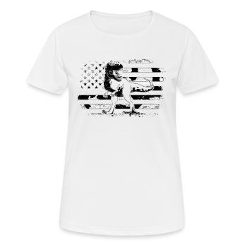 Dinosaur US Flag Dino T-Rex Dinosaur - Frauen T-Shirt atmungsaktiv - Weiß - Vorne - AI Model Female 172 dark (172cm)