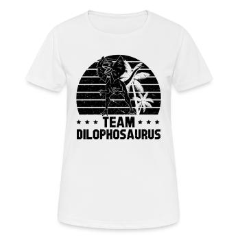Dinosaure drôle Dino - L’équipe Dilophosaurus - T-shirt respirant Femme - blanc - Devant - AI Model Female 172 dark (172cm)