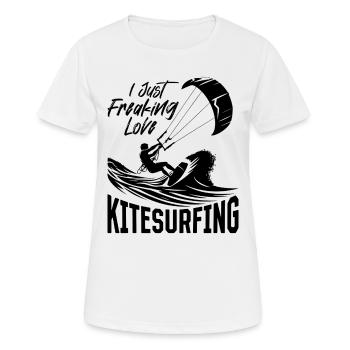 Kitesurf Kitesurfer - J’adore - T-shirt respirant Femme - blanc - Devant - AI Model Female 172 dark (172cm)
