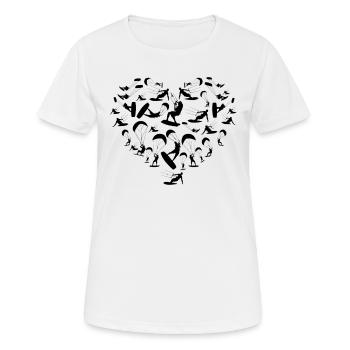 Kitesurfing Heart Kiteboarding Silhouettes - Frauen T-Shirt atmungsaktiv - Weiß - Vorne - AI Model Female 172 dark (172cm)