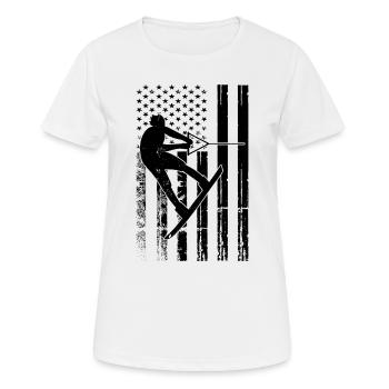 Wakeboard US Flag Wakeboard Wakeboarder - T-shirt respirant Femme - blanc - Devant - AI Model Female 172 dark (172cm)