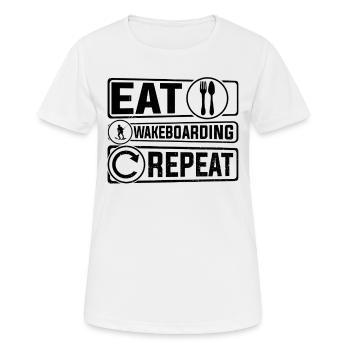 Funny Wakeboarding - Eat Wakeboarding Repeat - Frauen T-Shirt atmungsaktiv - Weiß - Vorne - AI Model Female 172 dark (172cm)