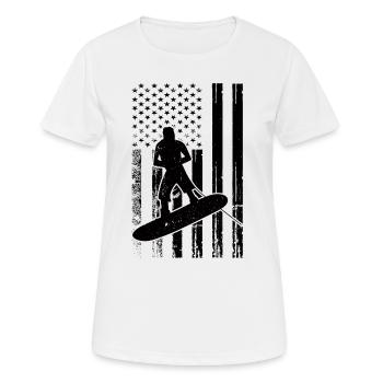 Wakeboard US Flag Wakeboard Wakeboarder - T-shirt respirant Femme - blanc - Devant - AI Model Female 172 dark (172cm)