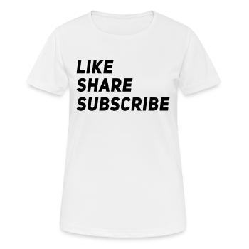 Social Media Like Share Subscribe - Women's Breathable T-Shirt - white - Front - AI Model Female 172 dark (172cm)