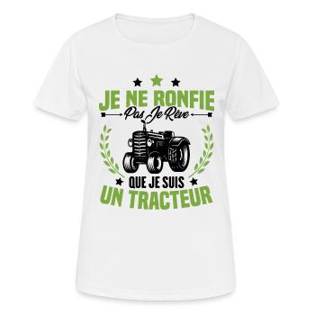 Je Ne Ronfle Pas Je Rêve Que Je Suis Un Tracteur - T-shirt respirant Femme - blanc - Devant - AI Model Female 172 dark (172cm)