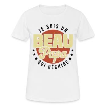 Je suis beau papa qui déchire / Cadeau beau papa - T-shirt respirant Femme - blanc - Devant - AI Model Female 172 dark (172cm)