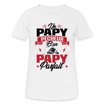 Un papy pêcheur est un papy parfait - T-shirt respirant Femme - blanc - Devant - AI Model Female 172 dark (172cm)