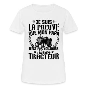 Je suis la preuve que mon papa tracteur - T-shirt respirant Femme - blanc - Devant - AI Model Female 172 dark (172cm)