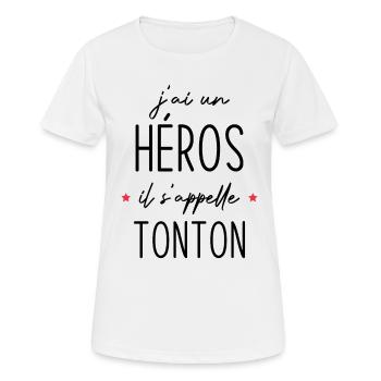 J'ai un héros il s'appelle tonton - T-shirt respirant Femme - blanc - Devant - AI Model Female 172 dark (172cm)