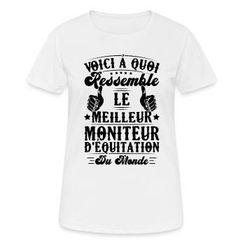 Le meilleur moniteur d'équitation du monde - T-shirt respirant Femme - blanc - Devant - AI Model Female 172 dark (172cm)