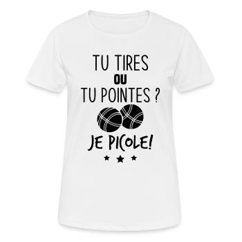 Tu tires ou tu pointes je picole - T-shirt respirant Femme - blanc - Devant - AI Model Female 172 dark (172cm)