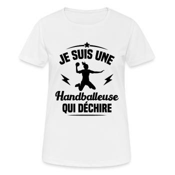 Je suis une handballeuse qui déchire - T-shirt respirant Femme - blanc - Devant - AI Model Female 172 dark (172cm)