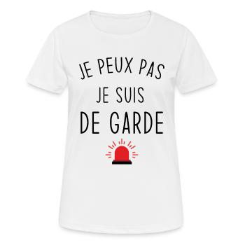 Je peux pas je suis de garde - T-shirt respirant Femme - blanc - Devant - AI Model Female 172 dark (172cm)