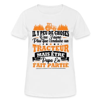 J'aime un Tracteur et Papa / Humour cadeau papa - T-shirt respirant Femme - blanc - Devant - AI Model Female 172 dark (172cm)