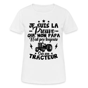 Preuve que mon papa tracteur, Papa agriculteur - T-shirt respirant Femme - blanc - Devant - AI Model Female 172 dark (172cm)