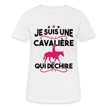 Je suis une cavalière qui déchire - T-shirt respirant Femme - blanc - Devant - AI Model Female 172 dark (172cm)