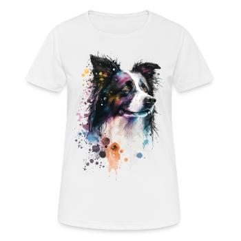 Border Collie - Frauen T-Shirt atmungsaktiv - Weiß - Vorne - AI Model Female 172 dark (172cm)