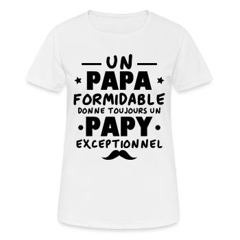 Papa Formidable, Papy Exceptionnel - T-shirt respirant Femme - blanc - Devant - AI Model Female 172 dark (172cm)