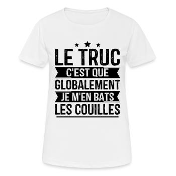 Globalement je m'en bats les couilles - T-shirt respirant Femme - blanc - Devant - AI Model Female 172 dark (172cm)