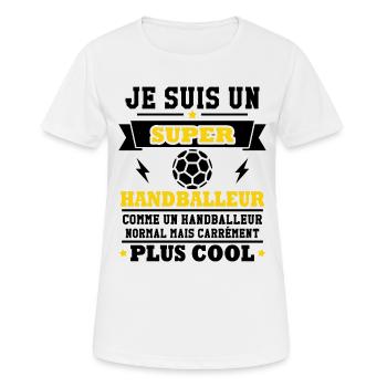 Je suis un super handballeur - T-shirt respirant Femme - blanc - Devant - AI Model Female 172 dark (172cm)