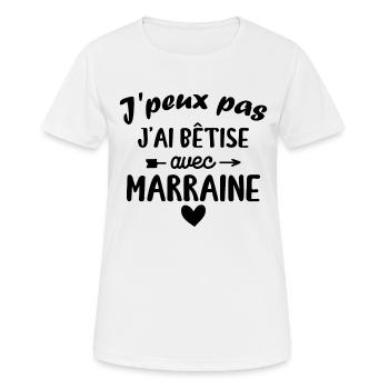 J peux pas j ai bêtise avec marraine - T-shirt respirant Femme - blanc - Devant - AI Model Female 172 dark (172cm)