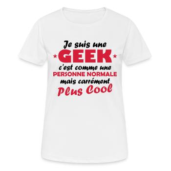 Une geek et une personne normale - T-shirt respirant Femme - blanc - Devant - AI Model Female 172 dark (172cm)