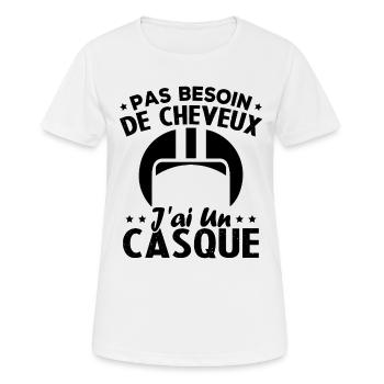 Pas Besoin De Cheveux J ai Un Casque - T-shirt respirant Femme - blanc - Devant - AI Model Female 172 dark (172cm)